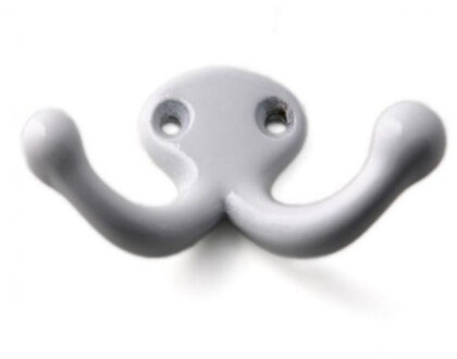 Luxe kapstokhaken/jashaken - messing verchroomd - dubbele haak - 3,8 x 7,4 cm