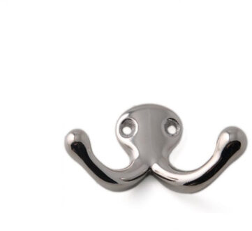 Luxe kapstokhaken/jashaken - messing verchroomd - dubbele haak - 3,8 x 7,4 cm