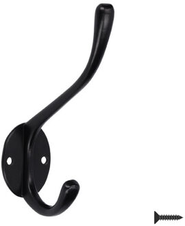 Luxe kapstokhaken/jashaken/ophanghaken - mat zwart - metaal - 12.5 x 8.5 cm