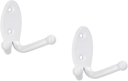 Luxe kapstokhaken of jashaken - mat wit - metaal - verzinkt - 7 cm - Garderobe ophang haken