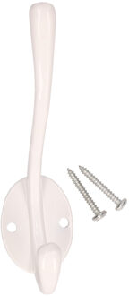 Luxe kapstokhaken of jashaken - wit - metaal - 12.5 x 8.5 cm - garderobe - ophang haken