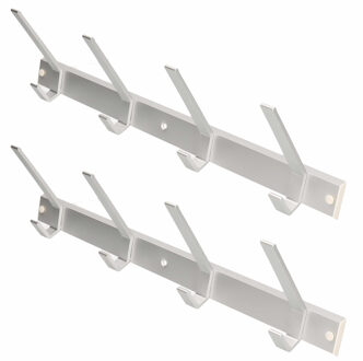 Luxe kapstokken of jashaken wandkapstok - aluminium - 2x enkele haak - 45 x 13 cm