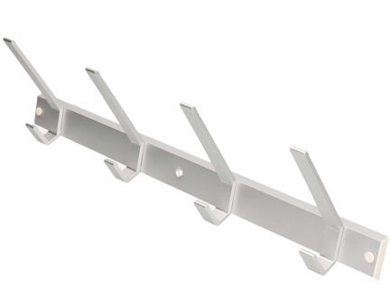 Luxe kapstokken of jashaken wandkapstok - aluminium - 4x enkele haak - 45 x 13 cm