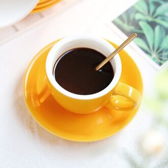 Luxe Keramische Kopje Koffie Set Met Schotel Keramische Thee Cups Primitieve Geweven Porselein Cappuccino Cup Thuis Container BA60BYD met goud lepel