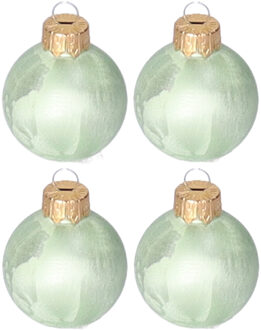 Luxe kerstballen - 16x - 4 cm - olijfgroen - glas - Kerstbal
