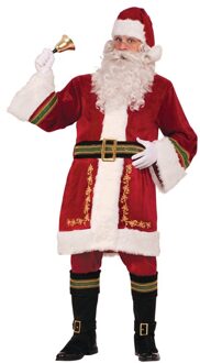 Luxe Kerstman kostuum - heren - 5-delig - polyester - kerstmannenpak Rood