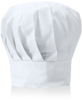 Luxe koksmuts - wit - voor volwassenen - maat 57-59 - katoen/polyester - koksmutsen - One size