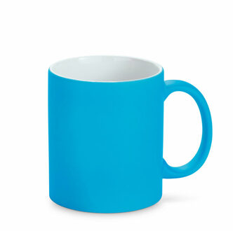 Luxe krijt koffiemok/beker - blauw - keramiek - met krijt te beschrijven - 350 ml - Eigen naam Turquoise