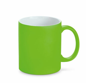 Luxe krijt koffiemok/beker - limegroen - keramiek - met krijt te beschrijven - 350 ml - Eigen naam