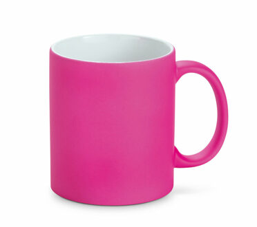 Luxe krijt koffiemok/beker - roze - keramiek - met krijt te beschrijven - 350 ml - Eigen naam