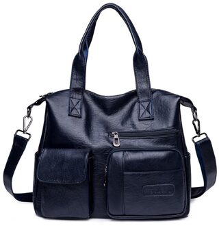 Luxe Lederen Handtassen Vrouwen Tassen Handtassen Schoudertas Grote Capaciteit Cross Body Bag Sac A Main bolso blauw