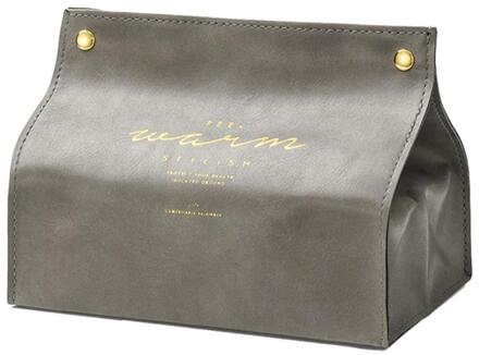 Luxe Lederen Leer Tissue Doos Korte Ananas Patroon Opvouwbare Servet Houder Rechthoek Thuis Keuken Papier Houder Opbergdoo grijs