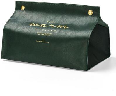 Luxe Lederen Leer Tissue Doos Korte Ananas Patroon Opvouwbare Servet Houder Rechthoek Thuis Keuken Papier Houder Opbergdoo groen