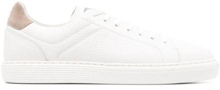 Luxe Leren Sneakers Brunello Cucinelli , White , Heren - 45 EU