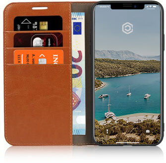 Luxe Leren Wallet case - Portemonnee hoes - iPhone 11 Pro Max Tan