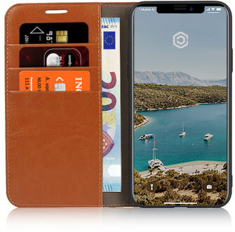 Luxe Leren Wallet case - Portemonnee hoesje - iPhone 11 tan