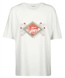 Luxe Logo T-Shirt Saint Laurent , White , Dames
