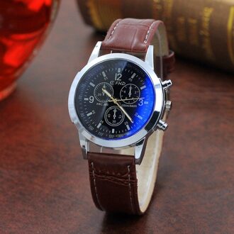 Luxe Mannen Horloges Faux Leather Mannen Blue Ray Glas Quartz Horloge Casual Mannetjes Business Horloge Relogio Masculino zwart bruin