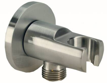 Luxe Messing Muur Doucheaansluiting + Opsteek 1/2" Geborsteld Staal Aqua Splash