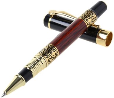 Luxe Metalen Balpen Imitatie Hout Emboss Sculptuur Patroon Roller Pen Kantoor School Briefpapier 0.5 Mm