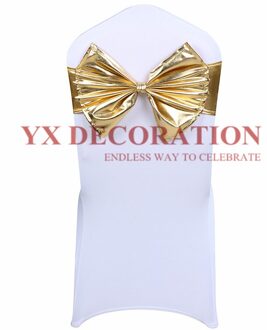 Luxe Metallic Band Lycra Spandex Sash Vlinderdas Voor Hotel Banket Bruiloft Ceremonie Decoratie goud