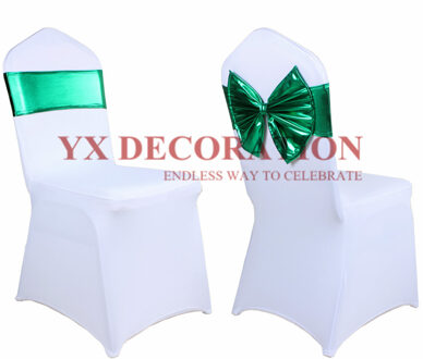 Luxe Metallic Band Lycra Spandex Sash Vlinderdas Voor Hotel Banket Bruiloft Ceremonie Decoratie groen