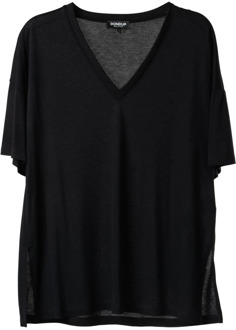 Luxe Modal-Zijden Oversized Shirt Dondup , Black , Dames - L,M,S,Xs