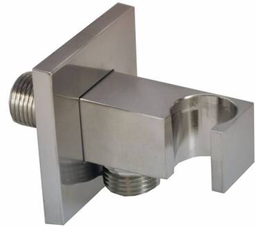 Luxe Muur Doucheaansluiting + Opsteek Vierk.1/2" Geborsteld Staal Aqua Splash