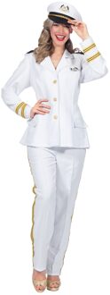 Luxe Navy Officier Kostuum Wit Dames Wit - Transparant