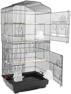 Luxe Opvouwbare Metalen Villa Vogelkooien Met Vogel Speelgoed Spruw Papegaai Kooi Drie-Verhaal Verhoogde Ijzeren Kooi Voor Parrot verbeterde