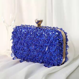 Luxe Pailletten Kralen Kristal Clutch Bags Voor Vrouwen Party Purse Bridal Handtassen Dames Avondtassen Chain Schoudertassen B367 blauw