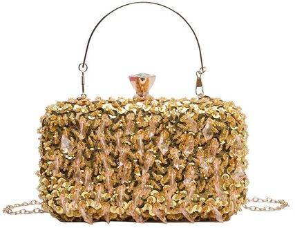 Luxe Pailletten Kralen Kristal Clutch Bags Voor Vrouwen Party Purse Bridal Handtassen Dames Avondtassen Chain Schoudertassen B367 goud