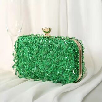Luxe Pailletten Kralen Kristal Clutch Bags Voor Vrouwen Party Purse Bridal Handtassen Dames Avondtassen Chain Schoudertassen B367 groen