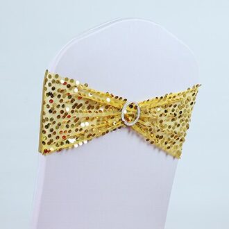 Luxe pailletten Stoel Sjerp Bruiloft Decoratie Lycra Spandex Sjerp Fit Alle Stoelen ronde gesp party hotel stoel sash goud