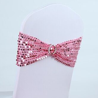 Luxe pailletten Stoel Sjerp Bruiloft Decoratie Lycra Spandex Sjerp Fit Alle Stoelen ronde gesp party hotel stoel sash roze