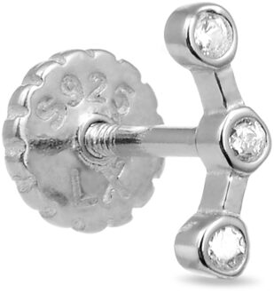 Luxe piercing, 925 sterling zilveren rand en glanzende zirkonia met gerhodineerde afwerking - One Size