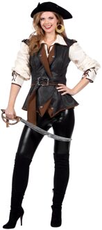 Luxe Piraten Jas Dames met Riem Zwart