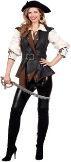 Luxe Piraten Jas Dames met Riem Zwart