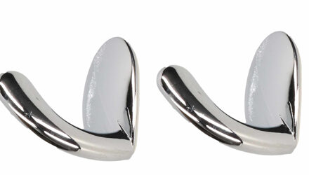Luxe plakhaken / handdoekhaken - 2x - chroom glans - 3 x 3,7 cm - handdoeken/theedoeken ophangen