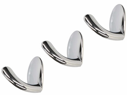 Luxe plakhaken / handdoekhaken - 6x - chroom glans - 3 x 3,7 cm - handdoeken/theedoeken ophangen