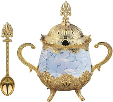 Luxe Porselein Suikerpot Met Deksel En Lepel, Zilveren Suiker Container, Bruine Suiker Keeper, fancy Bar Accessoires, Zout Peper