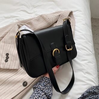 Luxe Pu Leather Onderarm Schoudertassen Voor Vrouwen Zomer Mode Vrouwelijke Kleine Crossbody Tas Vrouwen Handtas zwart