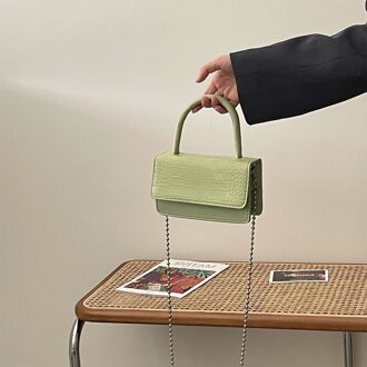 Luxe Pu Lederen Dames Kleine Vierkante Enkele Schoudertas Mode Vrouwen Clutch Handtassen Vrouwelijke Mini Crossbody Tassen groen