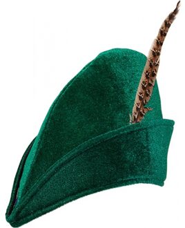 Luxe Robin Hood verkleed hoed - fluweel - groen - voor volwassenen
