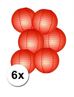 Luxe ronde lampionnen rood 6x