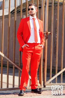 Luxe Rood Heren Kostuum 48 (M)