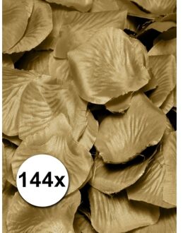 Luxe rozenblaadjes - 144x - goud - 3 cm - stof - strooi rozenbladeren Goudkleurig