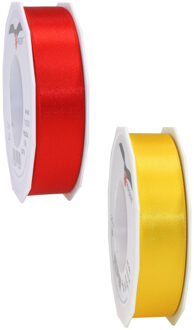 Luxe satijn cadeau/hobby sierlinten 2,5cm x 25m- geel en rood