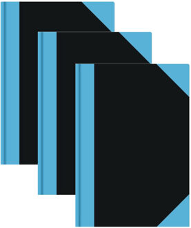 Luxe schoolschrift A4 formaat - 3x - zwart/blauw - 192 bladzijdes met lijntjes