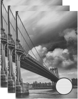 Luxe schrift met harde kaft en print wolken - 3x - A5 formaat - Schrijfwaren/school schriften